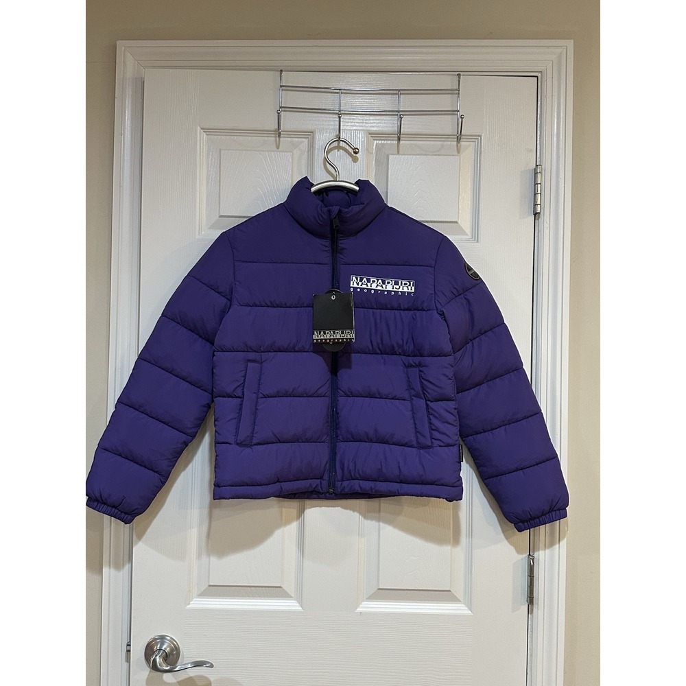 Kids Napapijri Geographic Purple Puffer Jacket Size 12 Nwt